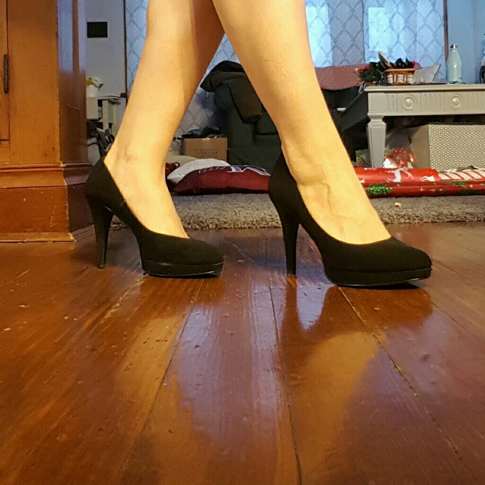 black platform heels